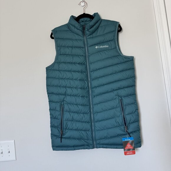 Columbia Mens Slope Edge Vest Omni-Heat Thermal Reflective Teal NWT Small - Picture 1 of 8